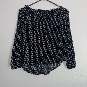 Black blouse with white polka dots